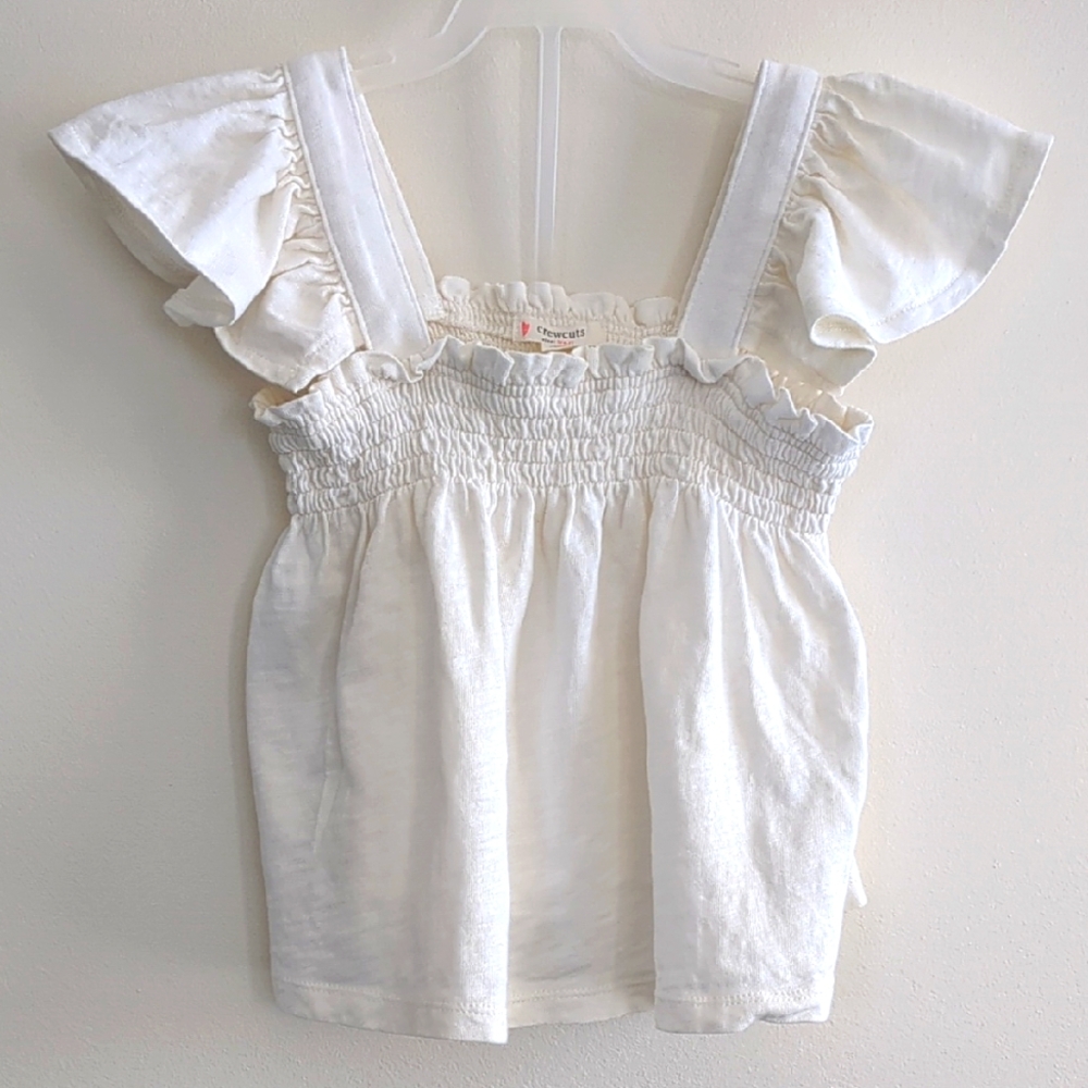 J Crew Crewcuts Girls Ruffled Sleeve Smocked Tank (Size S 6/7)